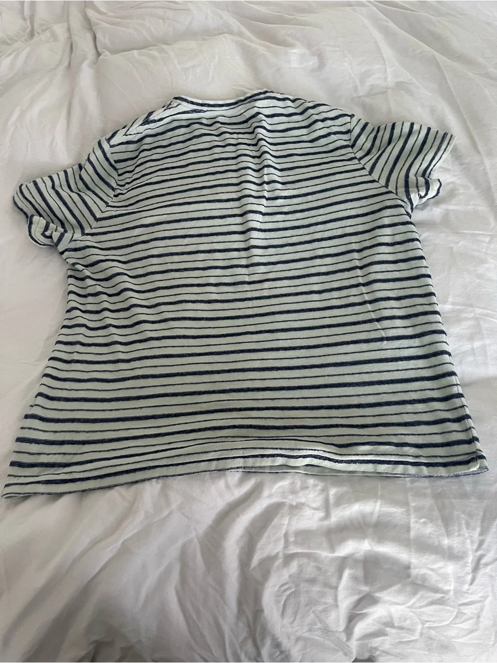Lucky Brand White and Navy Striped Short Sleeve Tee